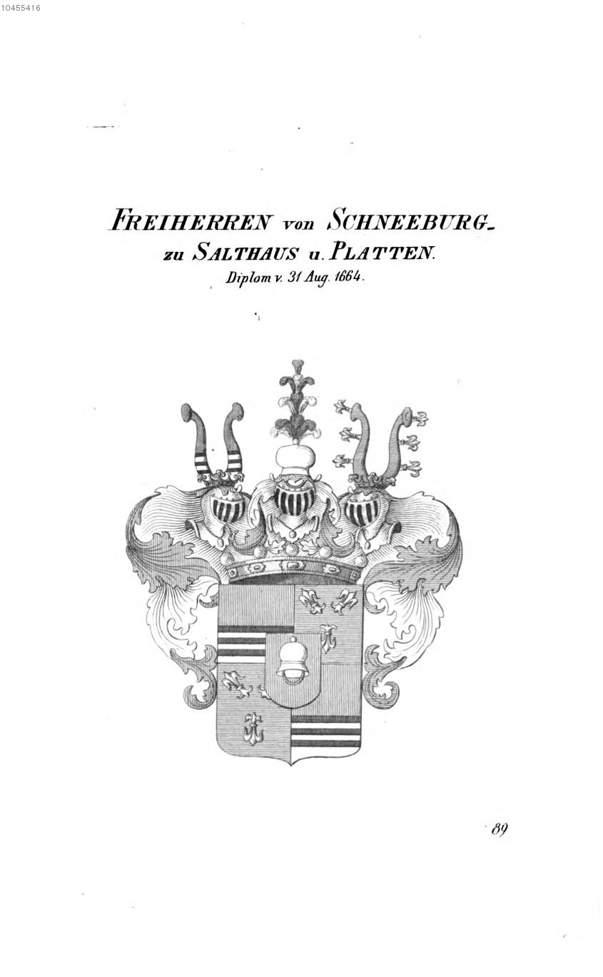 Schneeburg zu Salthaus und Platten — Tyroff オーストリア君主国紋章集の原図