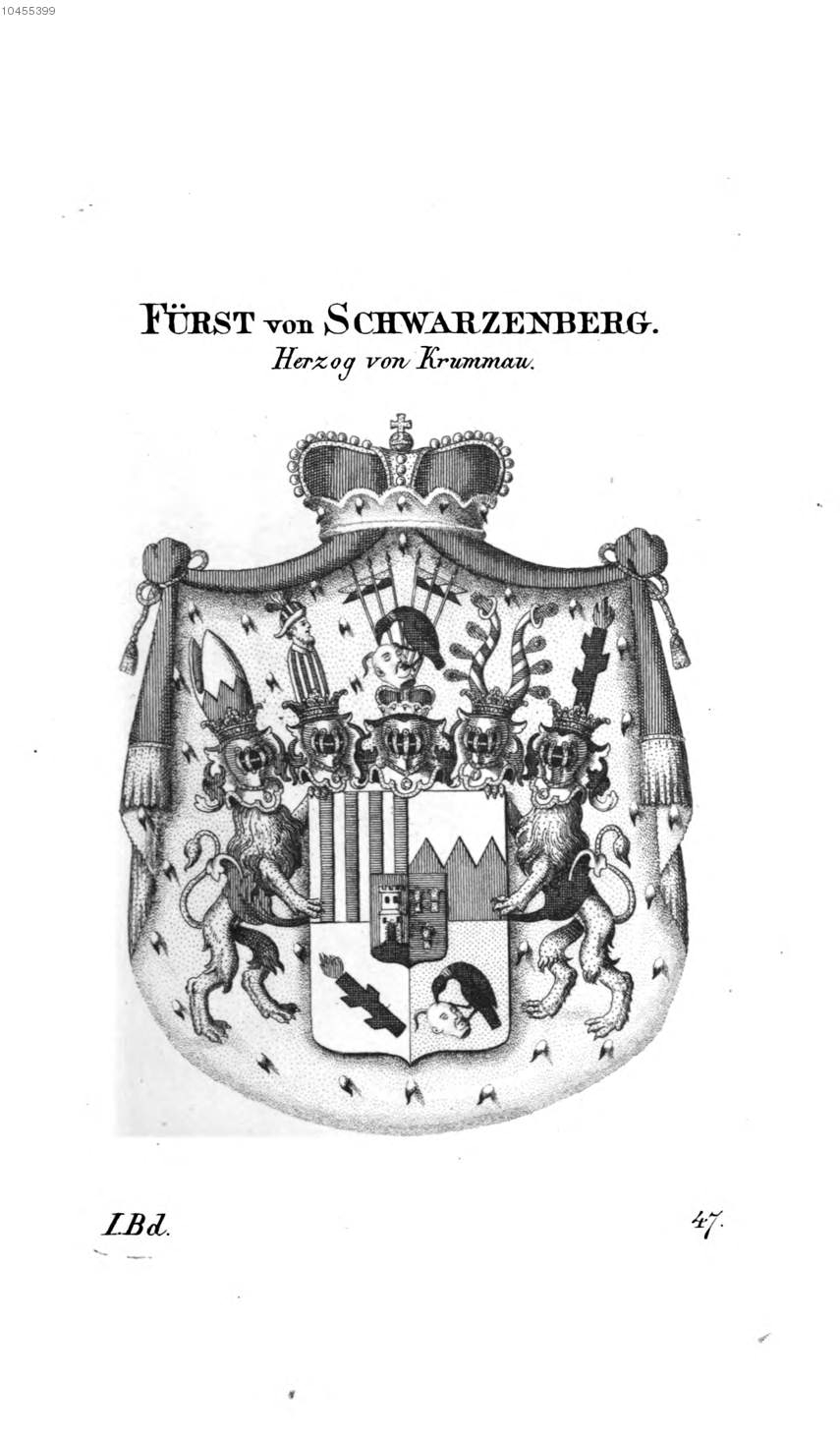Schwarzenberg Herzog von Krummau — Tyroff オーストリア君主国紋章集の原図
