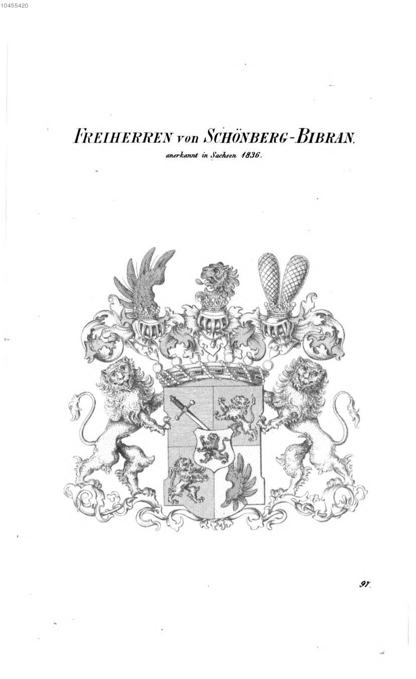 Schönberg Bibran — Tyroff オーストリア君主国紋章集の原図