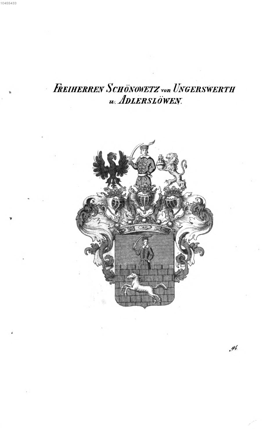 Schönowetz von Ungerswerth und Adlerslöwen — Tyroff オーストリア君主国紋章集の原図
