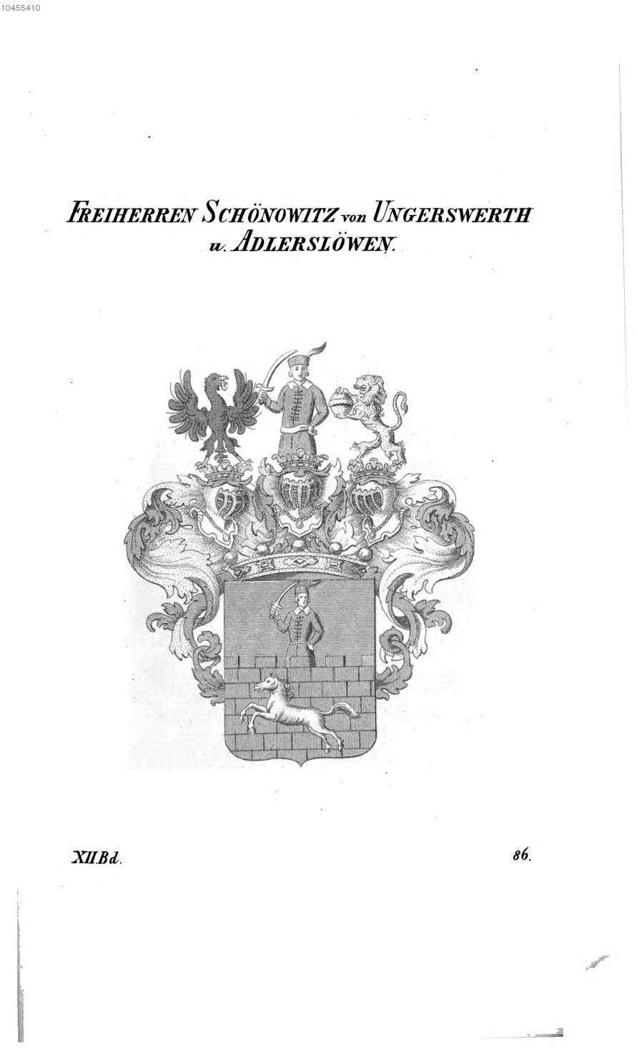 Schönowitz von Ungerswerth und Adlerslöwen — Tyroff オーストリア君主国紋章集の原図