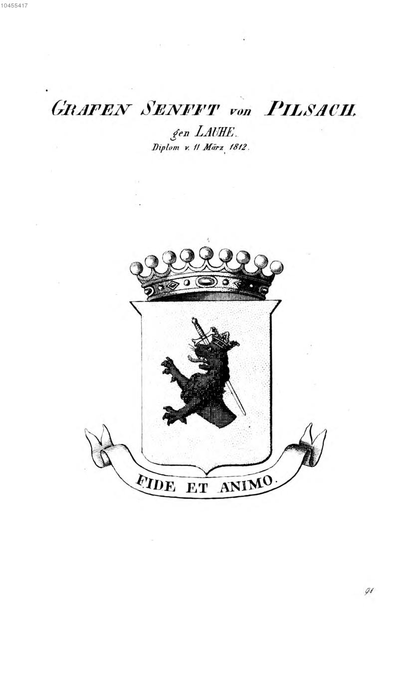 Senfft von Pilsach Gen Lauhe — Tyroff オーストリア君主国紋章集の原図