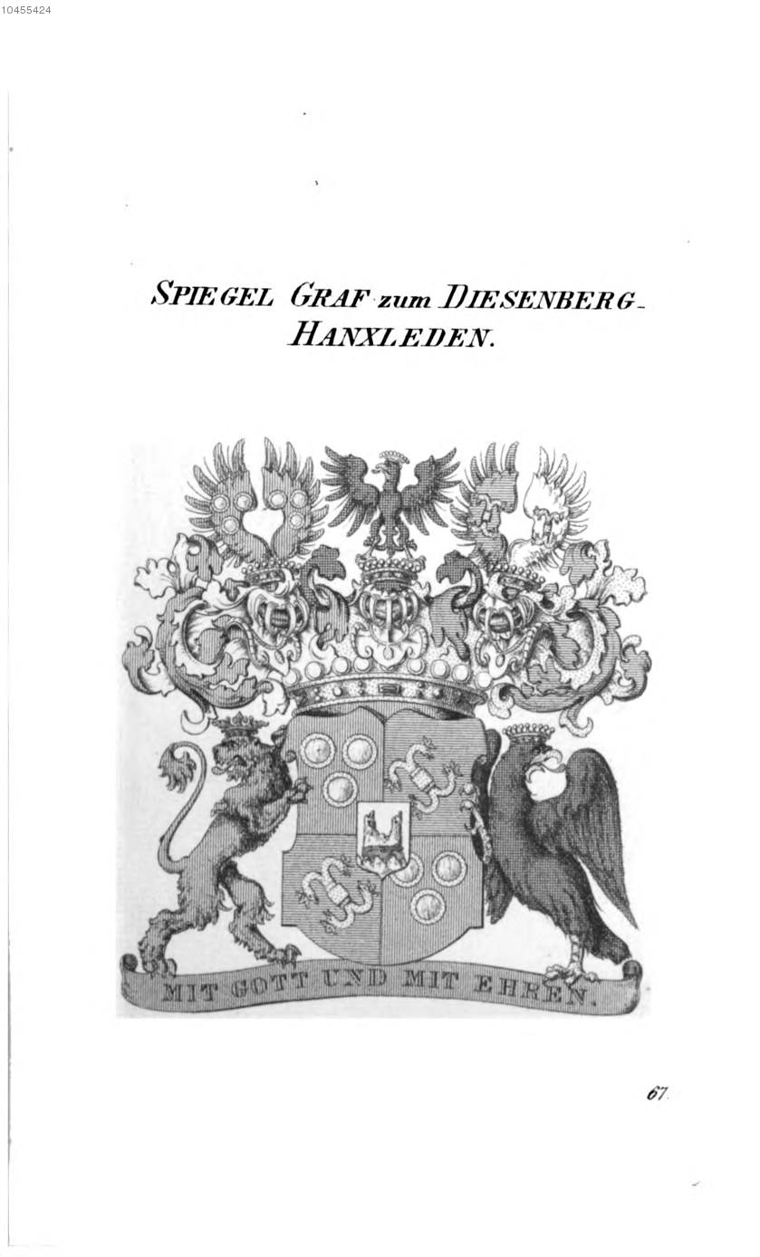 Spiegel Zum Diesenberg Hanxleden — Tyroff オーストリア君主国紋章集の原図