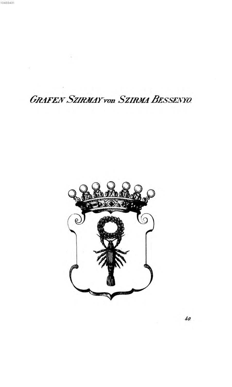 Szirmay von Szirma Bessenyo — Tyroff オーストリア君主国紋章集の原図