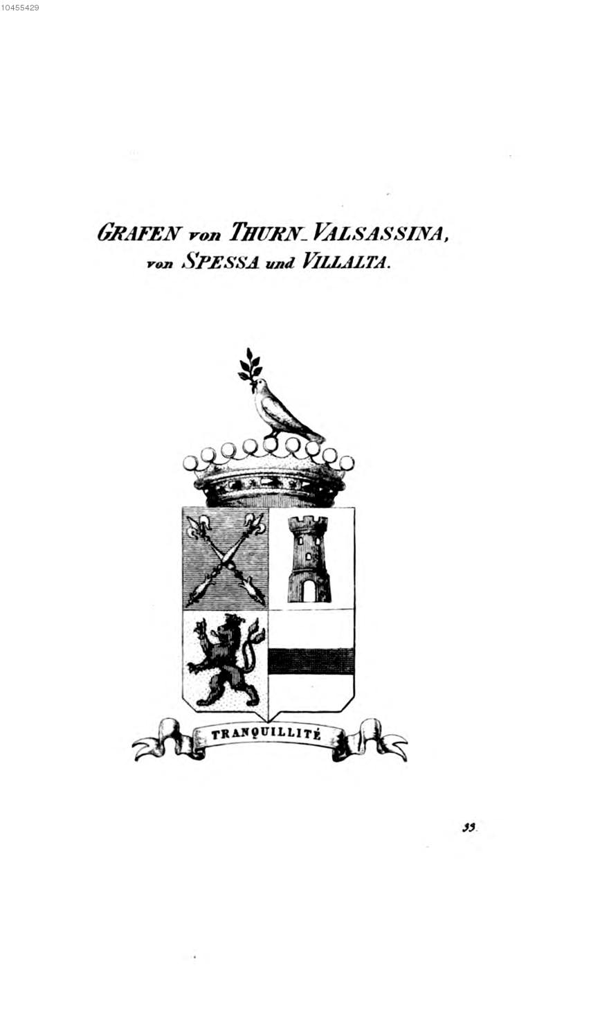 Thurn Valsassina Spessa und Villalta — Tyroff オーストリア君主国紋章集の原図