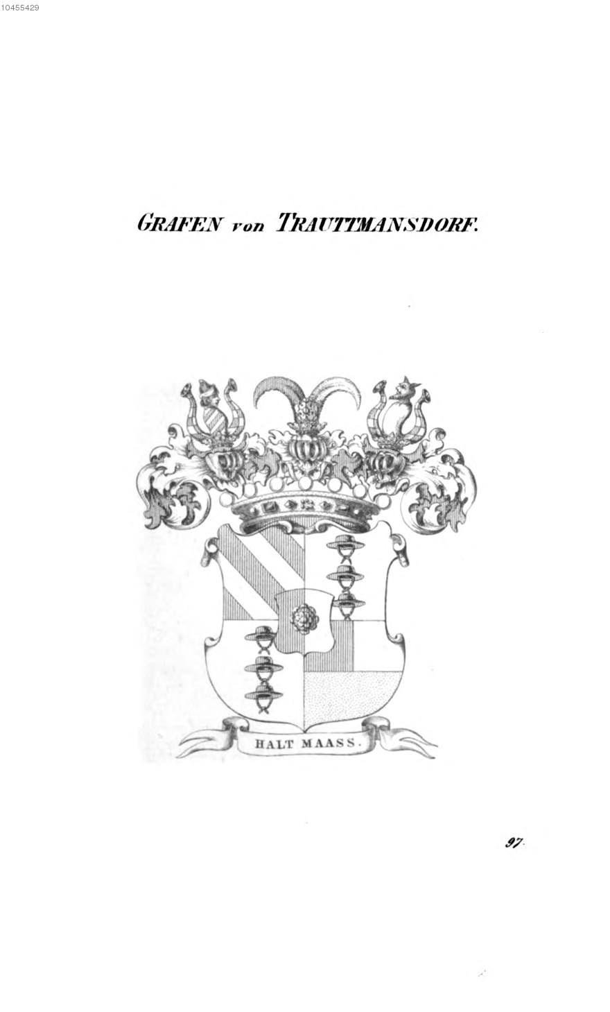 Trauttmansdorf 3 — Tyroff オーストリア君主国紋章集の原図