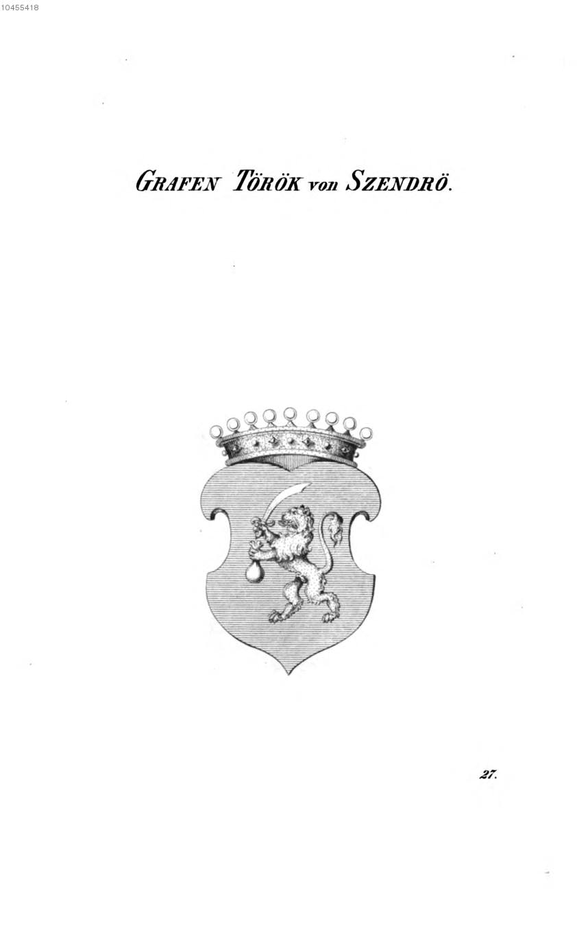 Török von Szendrö — Tyroff オーストリア君主国紋章集の原図