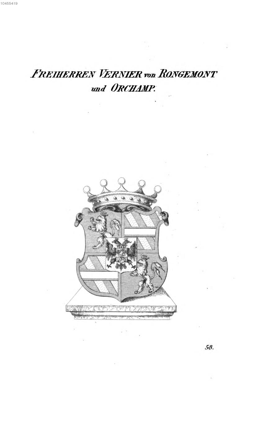 Vernier von Rongemont und Orchamp — Tyroff オーストリア君主国紋章集の原図