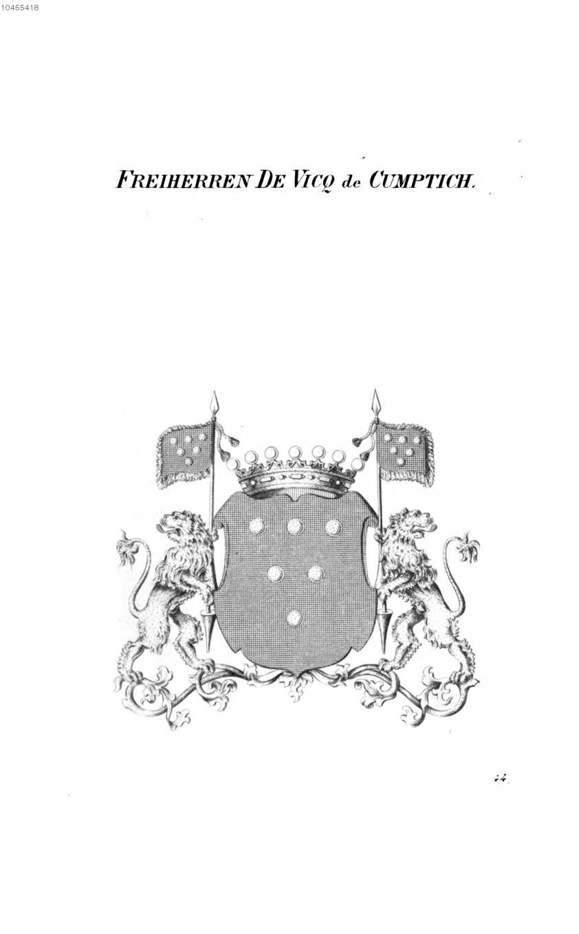 Vicq de Vicq de Cumptich — Tyroff オーストリア君主国紋章集の原図