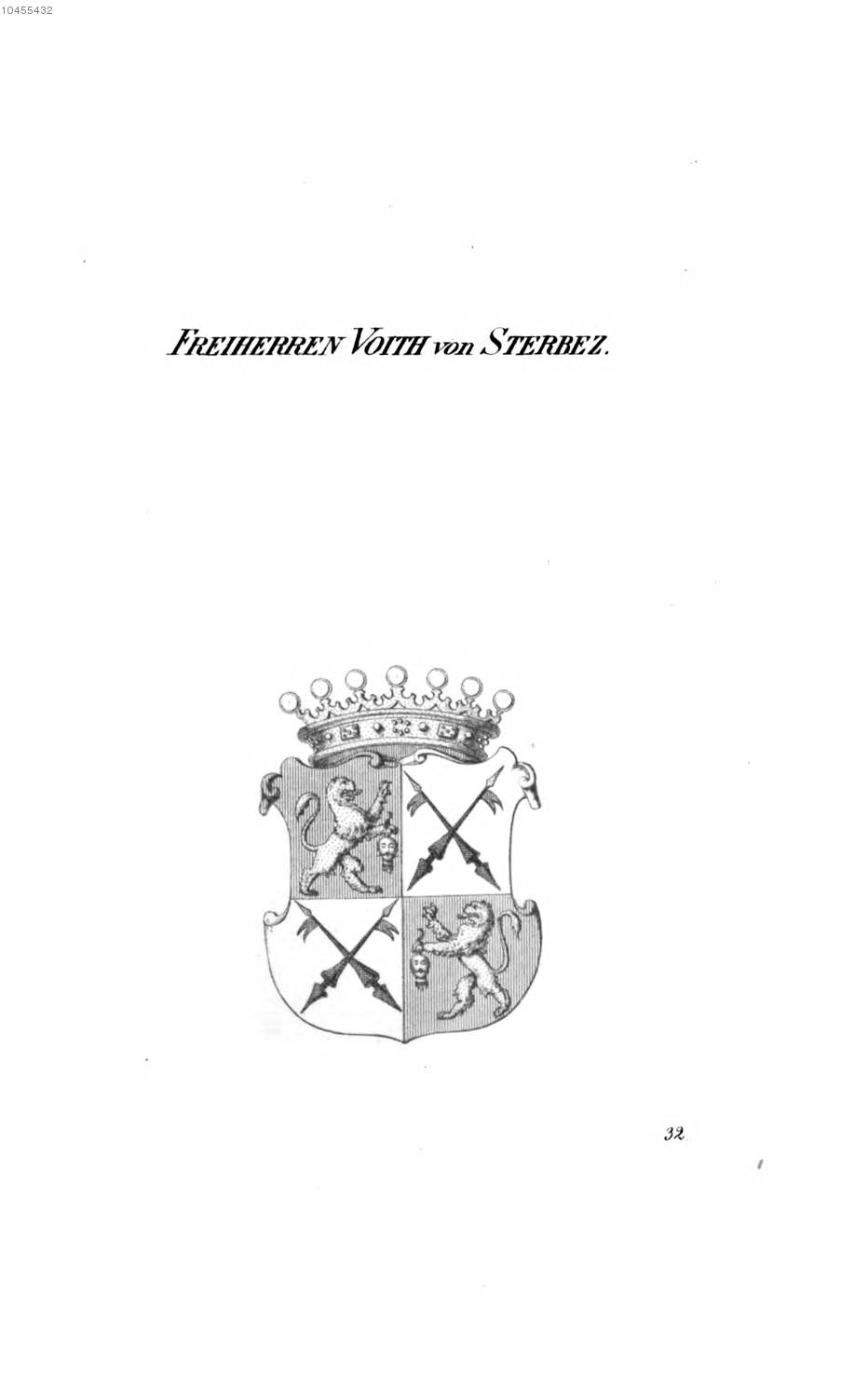 Voith von Sterbez — Tyroff オーストリア君主国紋章集の原図