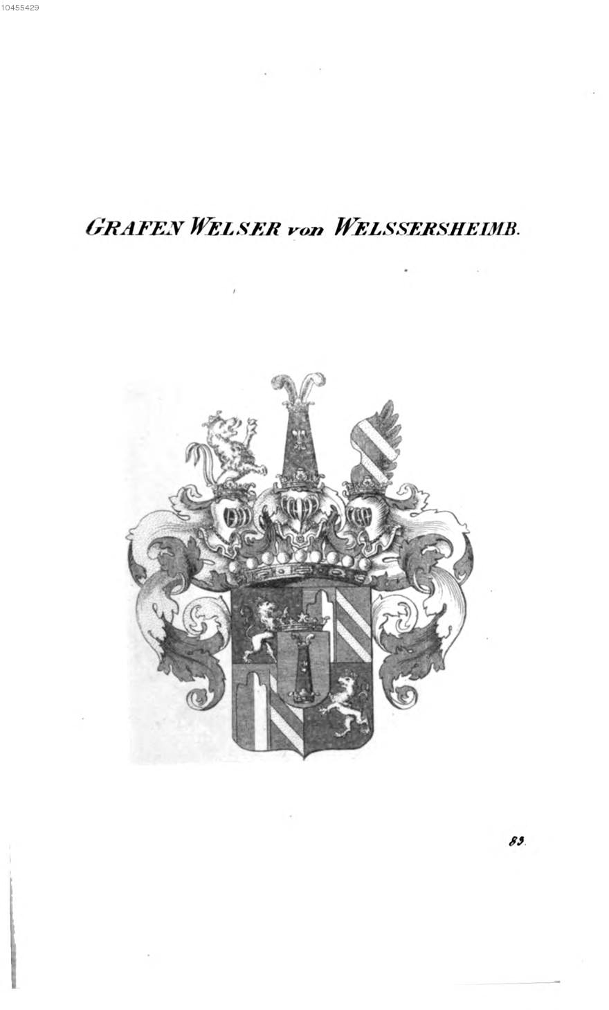 Welser von Welssersheimb — Tyroff オーストリア君主国紋章集の原図
