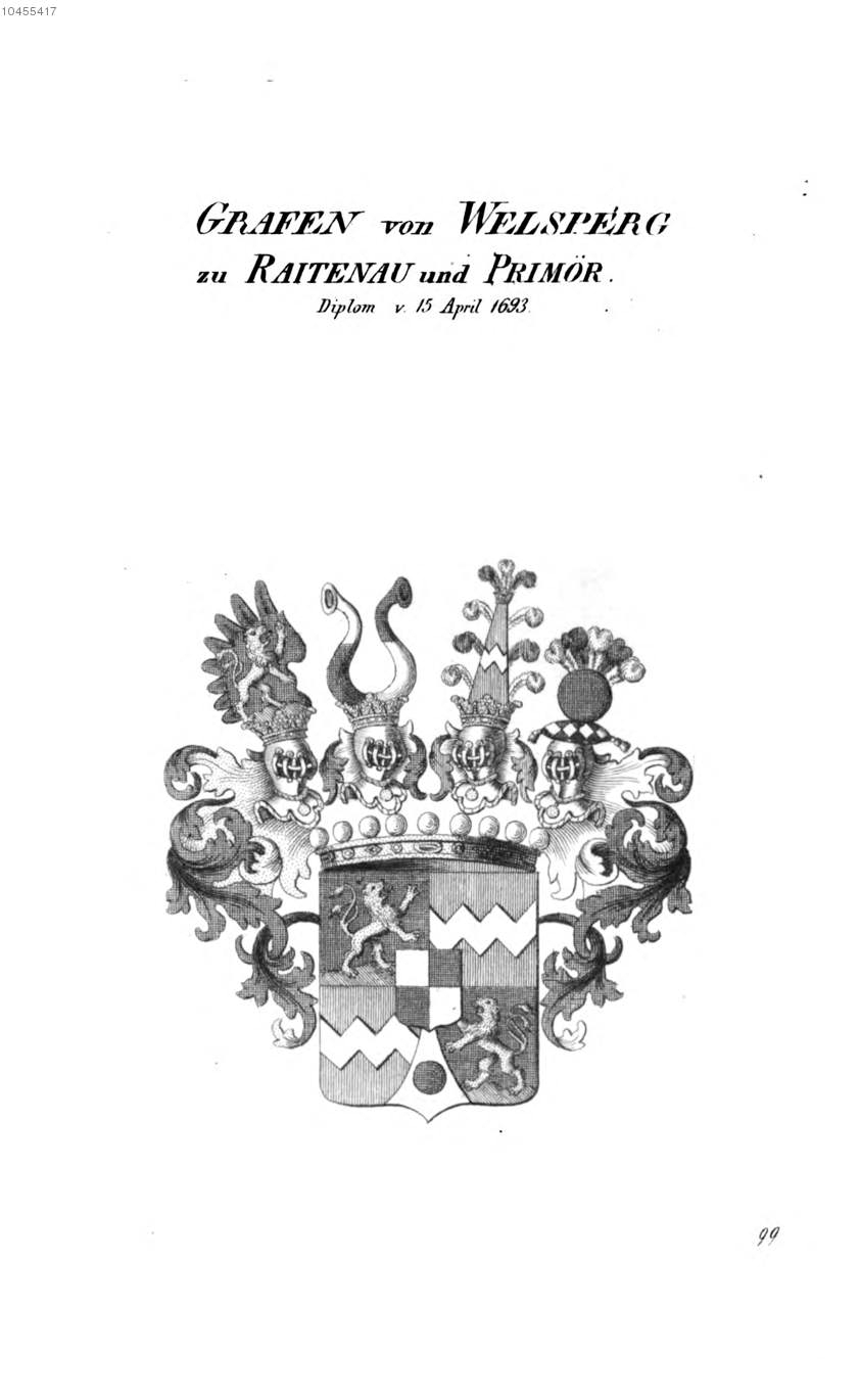 Welsperg zu Raitenau und Primör — Tyroff オーストリア君主国紋章集の原図