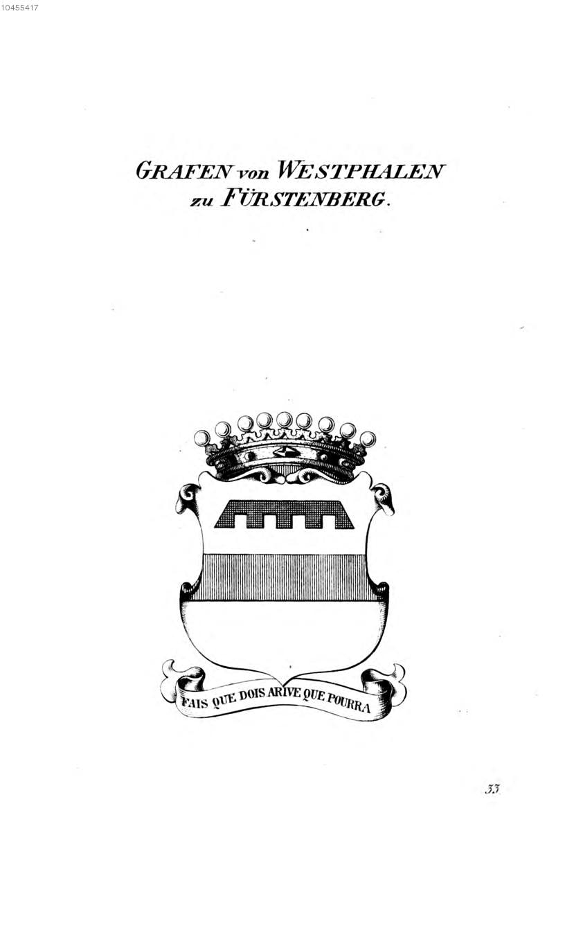 Westphalen zu Fürstenberg — Tyroff オーストリア君主国紋章集の原図