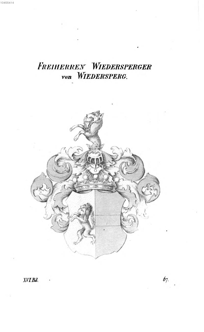 Wiedersperger von Wiedersperg — Tyroff オーストリア君主国紋章集の原図