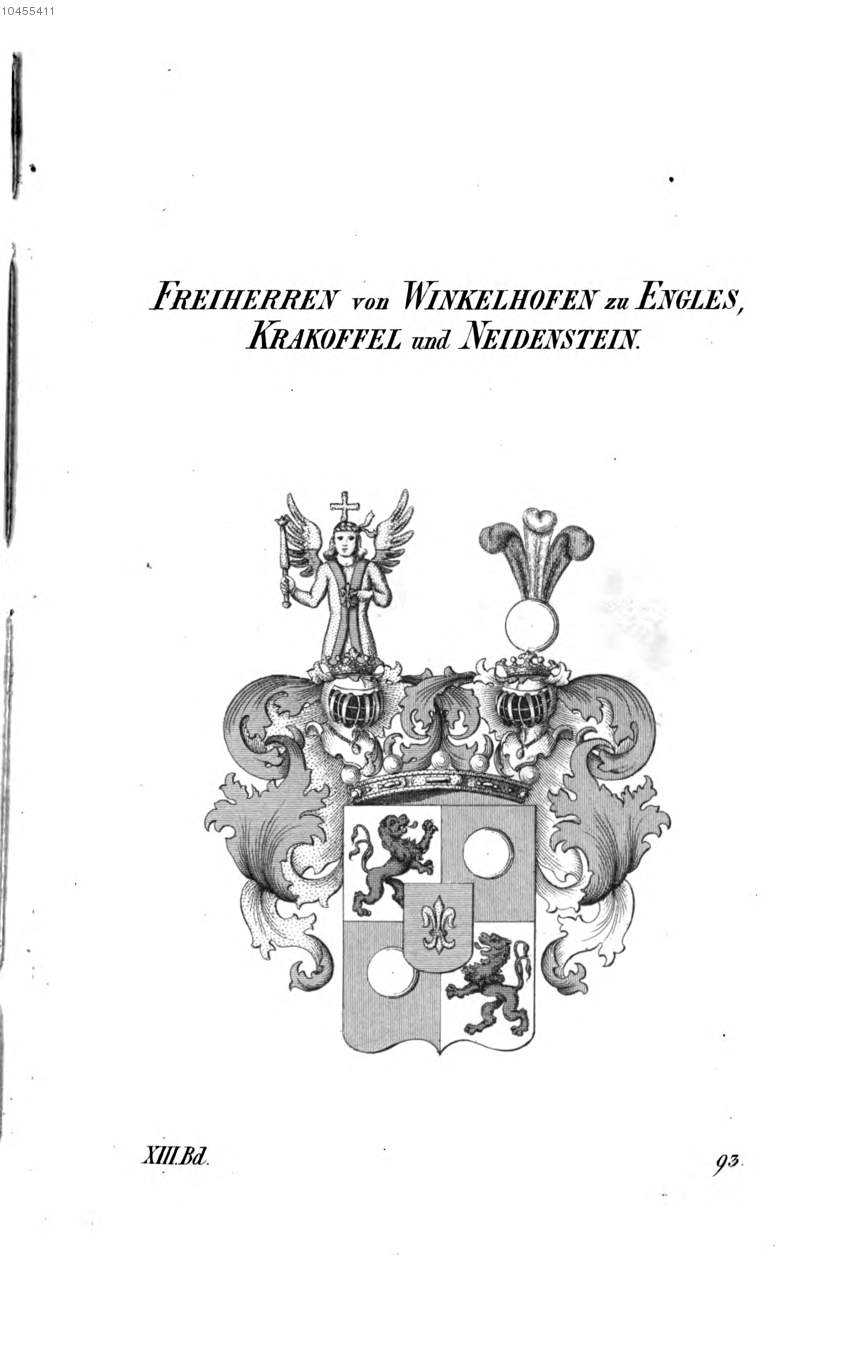 Winkelhofen zu Engles — Tyroff オーストリア君主国紋章集の原図