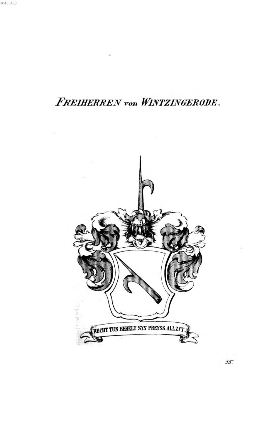 Wintzingerode — Tyroff オーストリア君主国紋章集の原図