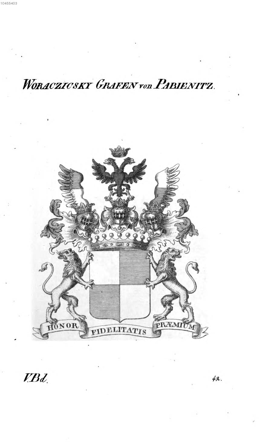 Woraczicsky Graf Pabienitz — Tyroff オーストリア君主国紋章集の原図