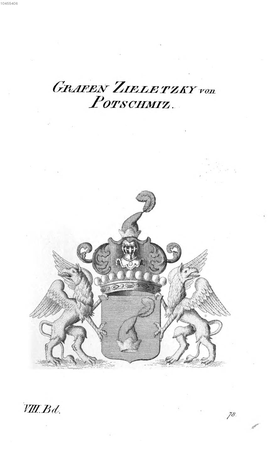 Zieletzky von Potschmiz — Tyroff オーストリア君主国紋章集の原図